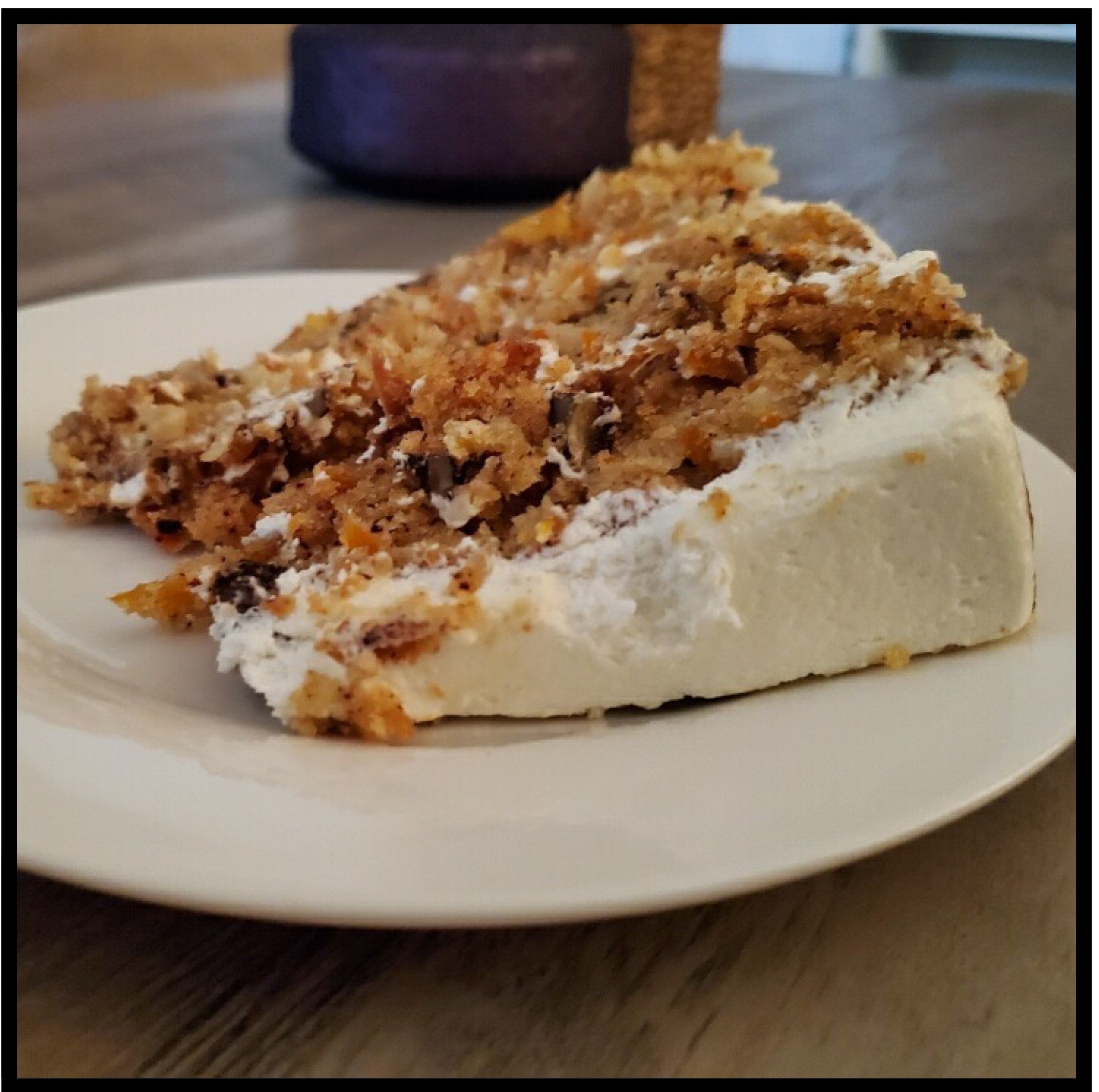 Carrot cake slice on plate